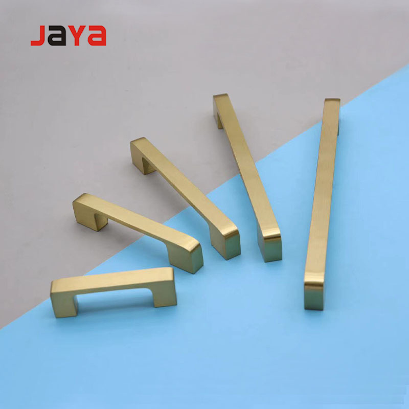 JAYA  gold cabinet drawer pulls kitchen hardware - brushed brass cabinet handles t bar door pull