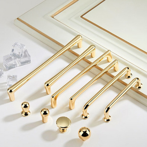 Zinc Alloy Shiny Gold Furniture Handle Solid Cabinet Pulls Drawer Knobs