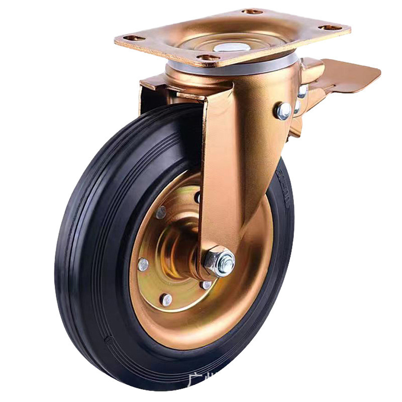 8 Inch Solid Rubber Garbage Bin Wheel Replacement Swivel Recyle Bin Wheel Casters Factory Pressed Steel Plastic