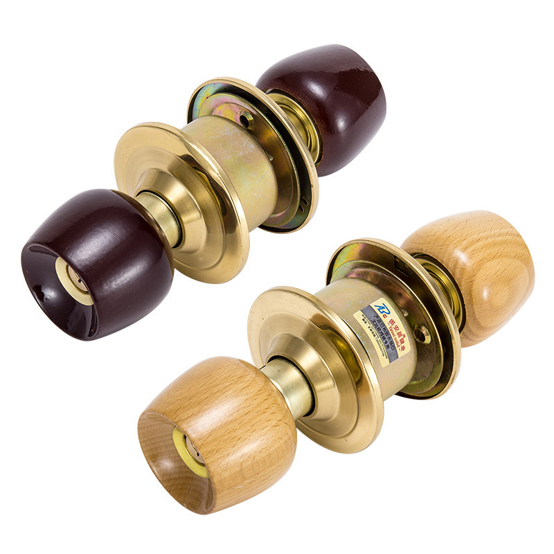 5831 Security Cylindrical Round Wooden Door Bathroom Wooden Ball Tubular Knob Lock