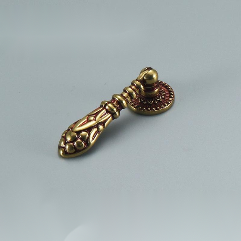 Gold European Antique Drawer Wardrobe Cabinet Ring Pull Antique Bronze Zinc Alloy Round Shape Furniture Handle Knob