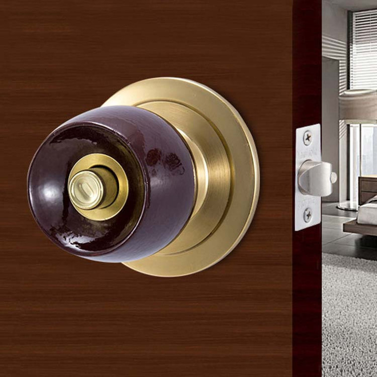 5831 Security Cylindrical Round Wooden Door Bathroom Wooden Ball Tubular Knob Lock