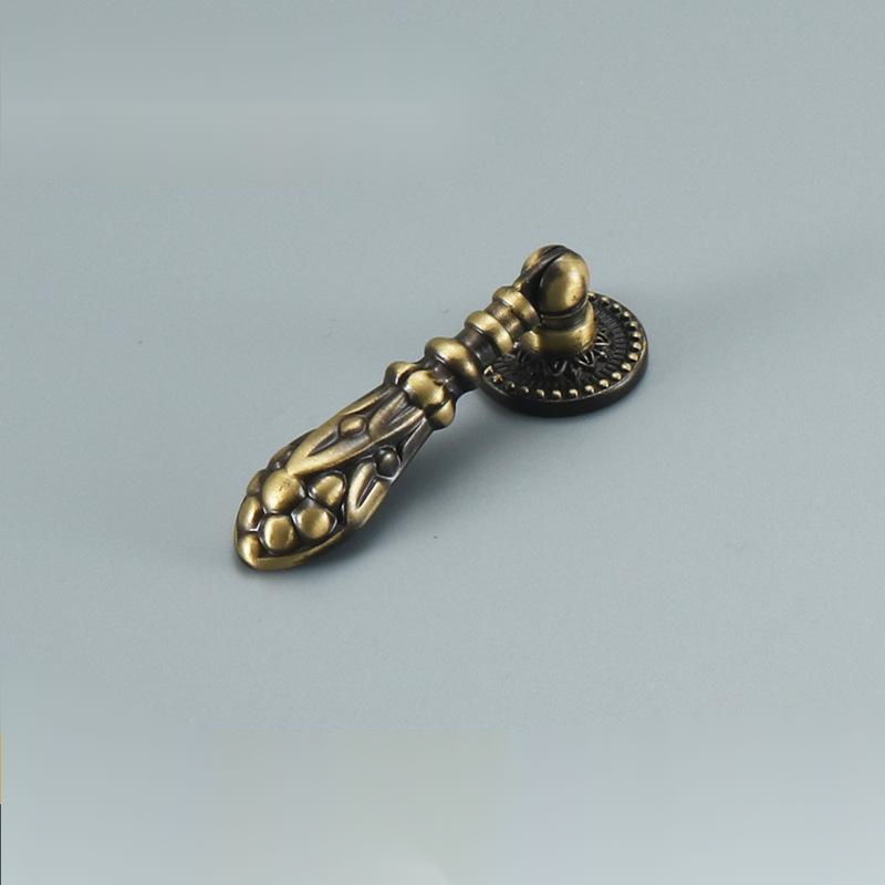 Gold European Antique Drawer Wardrobe Cabinet Ring Pull Antique Bronze Zinc Alloy Round Shape Furniture Handle Knob