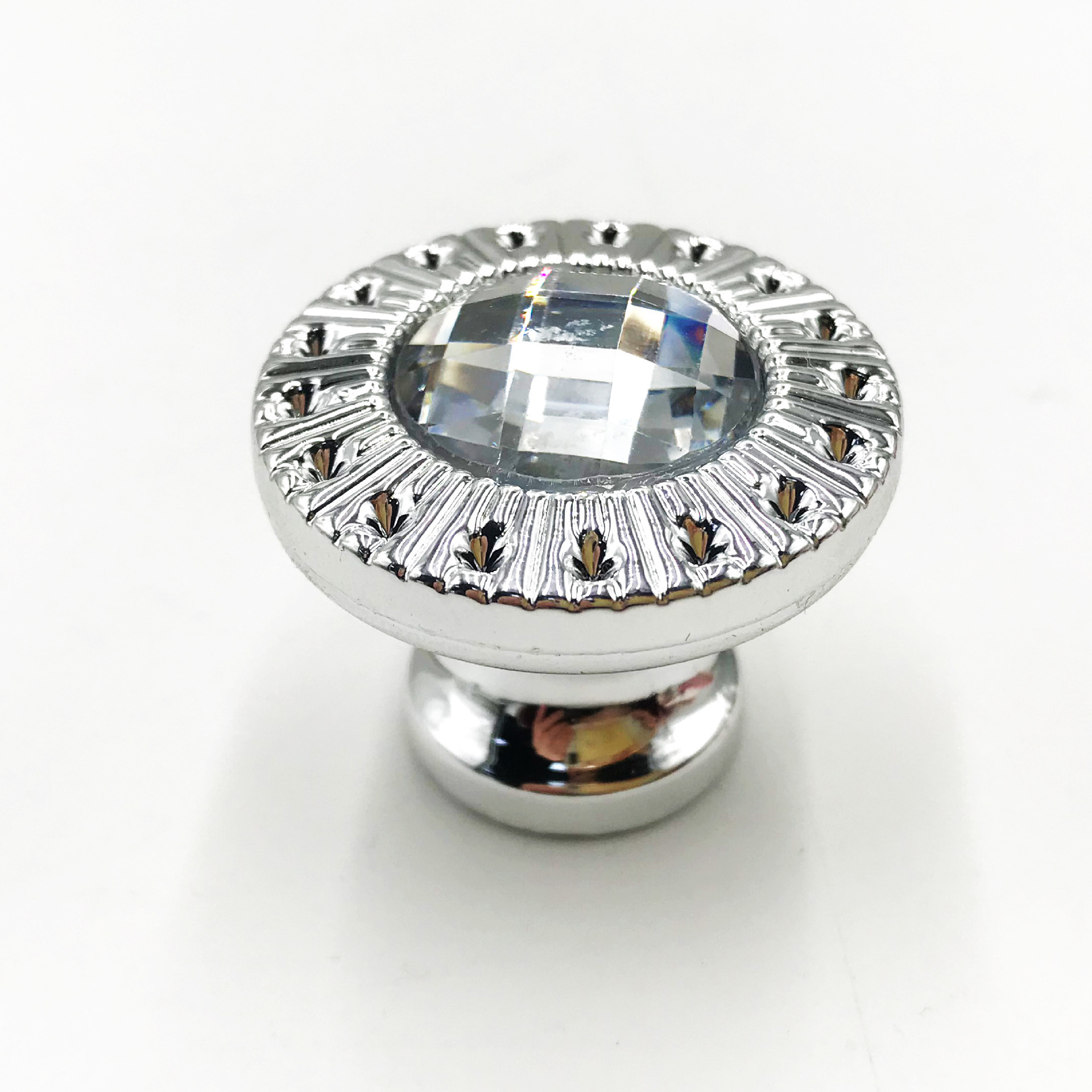 Factory Wholesale Furniture Bathroom Diamond Luxury Kitchen Bling Drawer Knob Cabinet Chrome Crystal Handle door knob