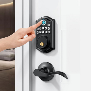 JAYA  Smart Front Door Set-with 2 Lever Handles-electronic Keypad Code Deadbolt Fingerprint Door Lock