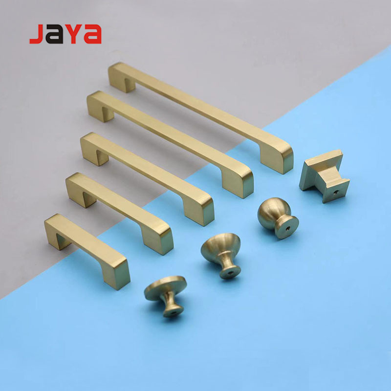 JAYA  gold cabinet drawer pulls kitchen hardware - brushed brass cabinet handles t bar door pull