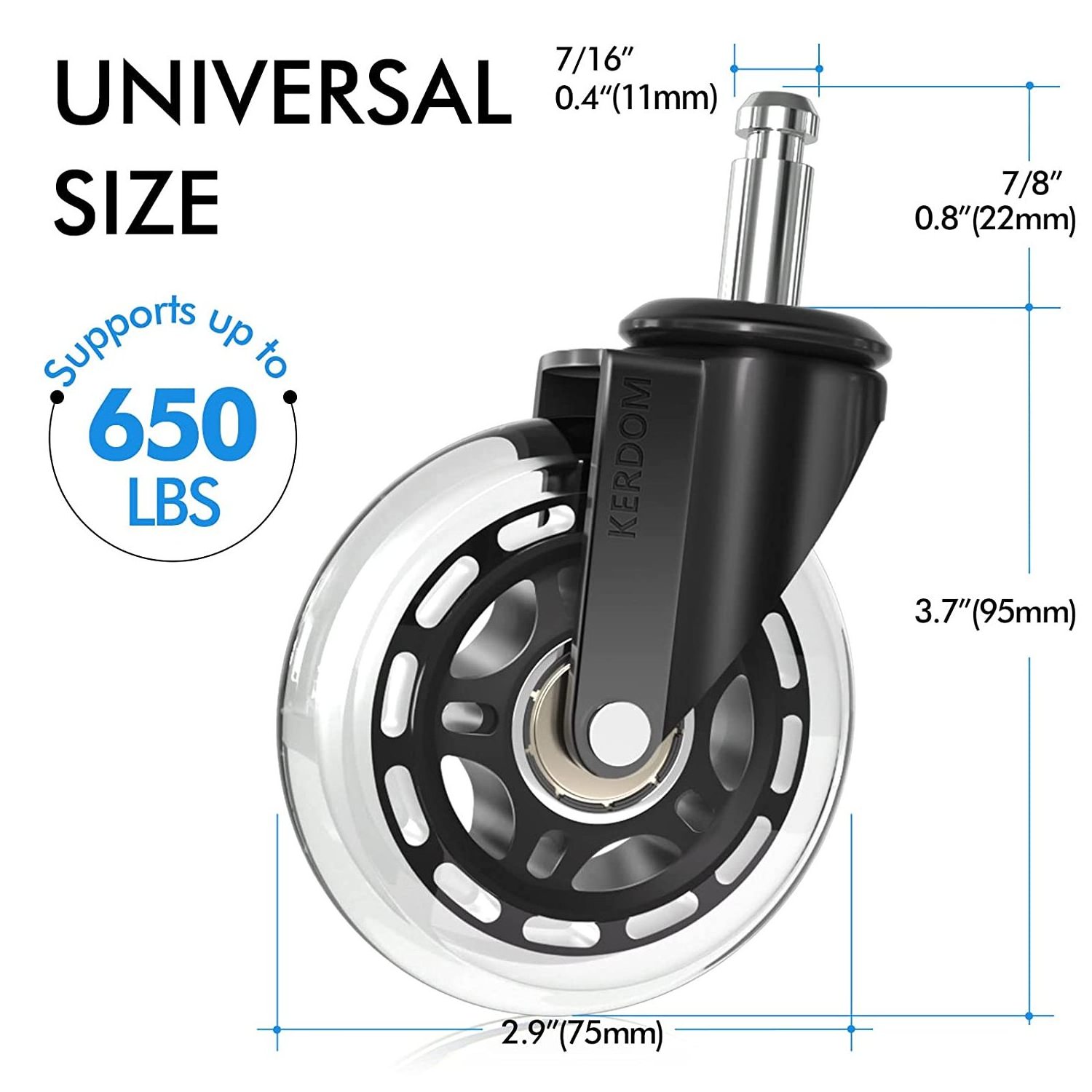 Caster 2 Inch PU Office Chair Replacement Furniture Caster Wheels