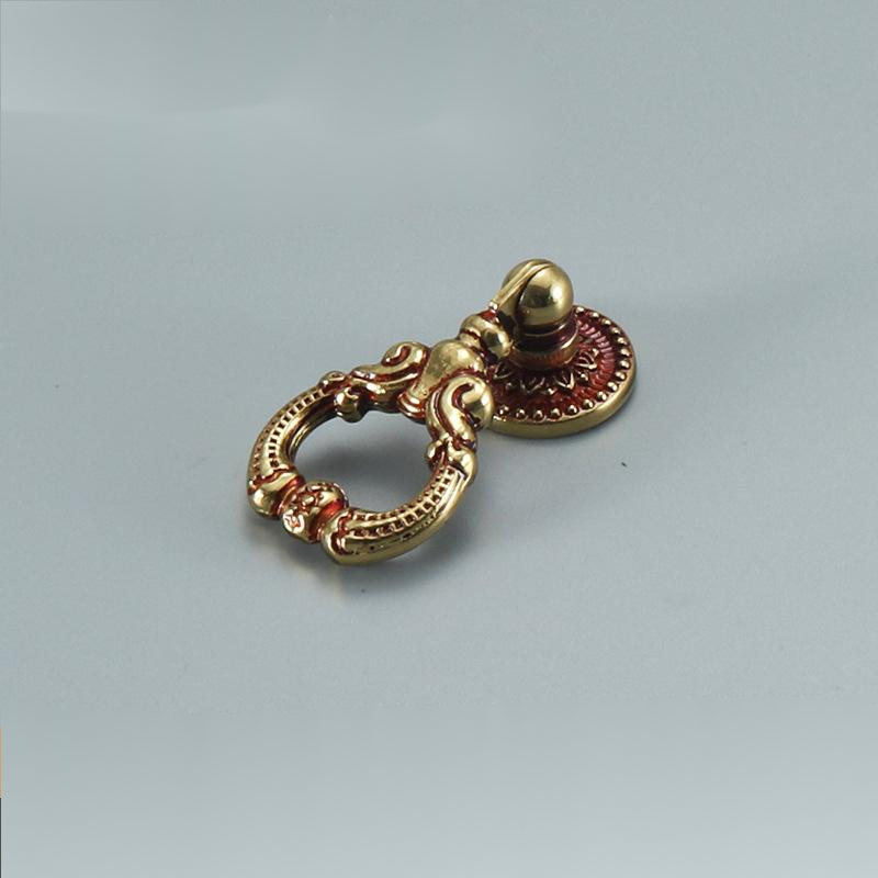 Gold European Antique Drawer Wardrobe Cabinet Ring Pull Antique Bronze Zinc Alloy Round Shape Furniture Handle Knob