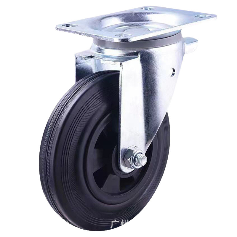 8 Inch Solid Rubber Garbage Bin Wheel Replacement Swivel Recyle Bin Wheel Casters Factory Pressed Steel Plastic