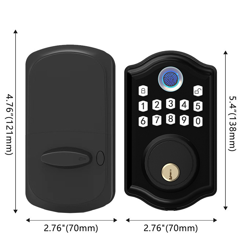 JAYA  Smart Front Door Set-with 2 Lever Handles-electronic Keypad Code Deadbolt Fingerprint Door Lock