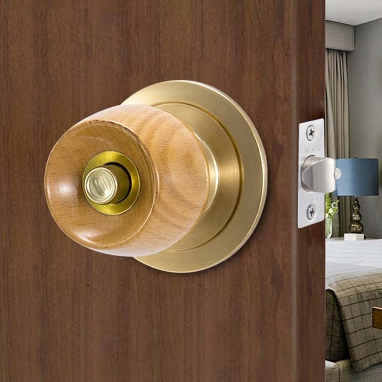 5831 Security Cylindrical Round Wooden Door Bathroom Wooden Ball Tubular Knob Lock