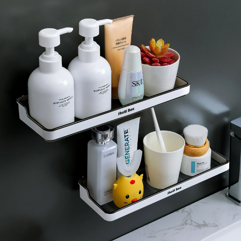 Plastic Shelves Adhesive Bathroom Shelf Simple Toilet Rack Shelf Bathroom Rack Storage