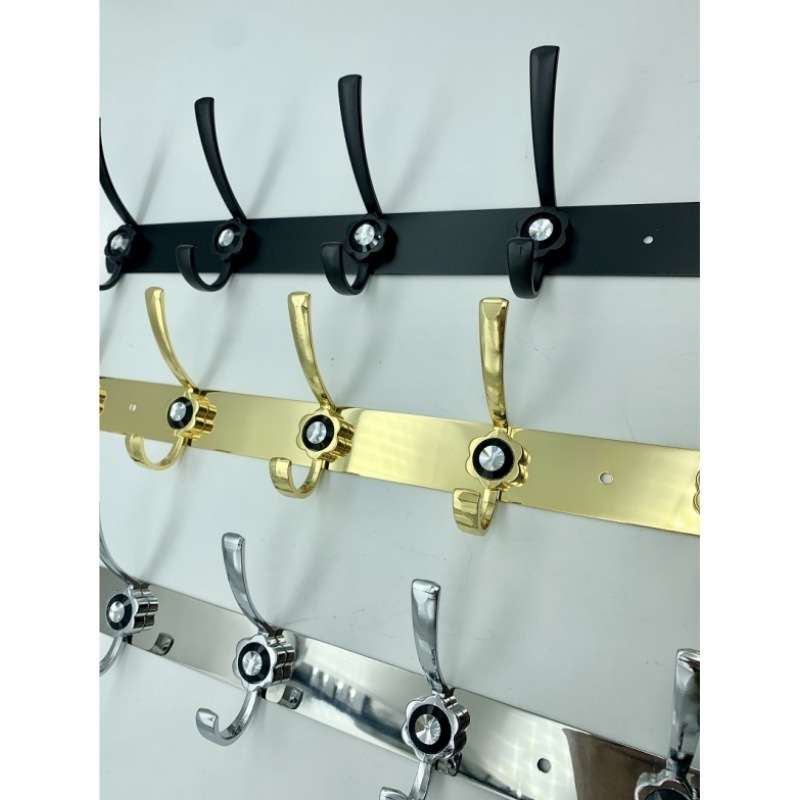 Large plum black diamond row hook european-style household living room door after aluminum alloy hook bathroom bedroom coat hook