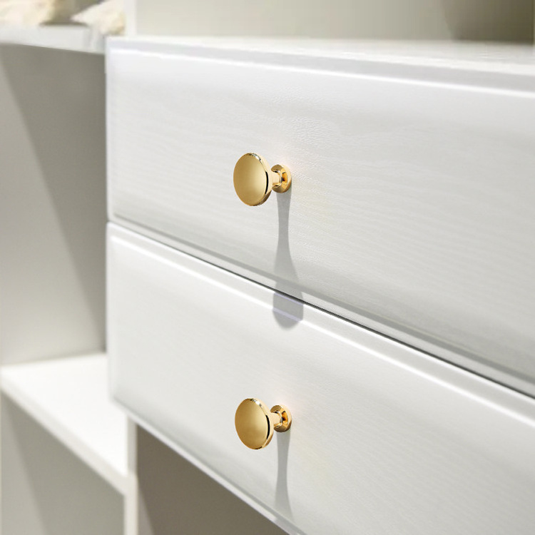 Zinc Alloy Shiny Gold Furniture Handle Solid Cabinet Pulls Drawer Knobs