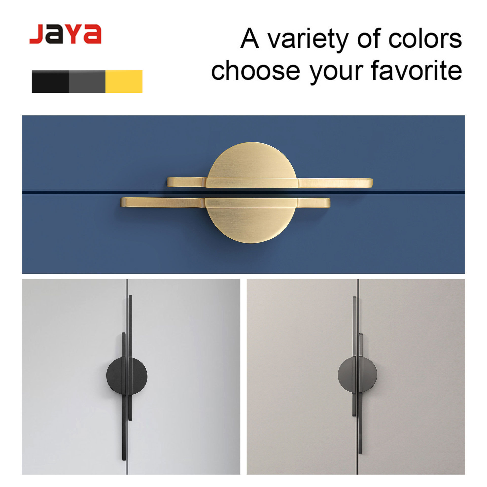 JAYA Semicircle Cabinet Handles Drawer Pulls Gold Black Kitchen Cabinet Handles Wardrobe Handle Dresser Pulls Knobs door knob