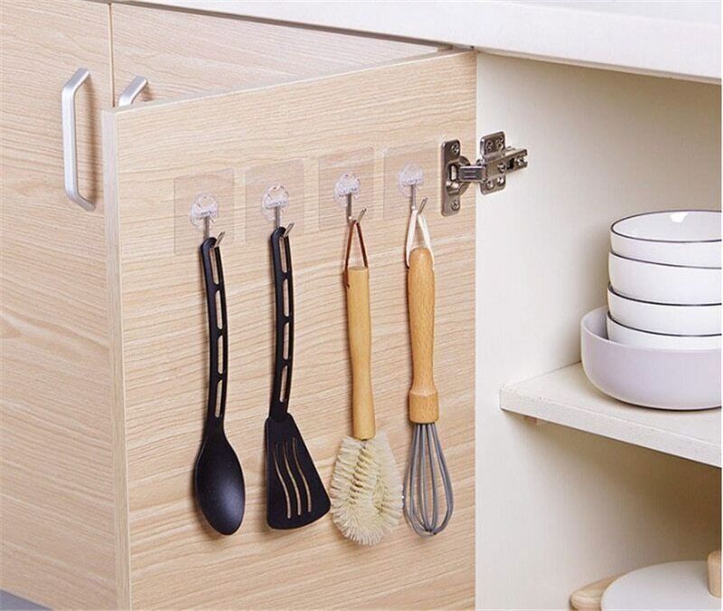 Transparent Bathroom Towel Traceless Hook Wall Selfadhesive Kitchen Door Back Plastic Hole-Free Hook