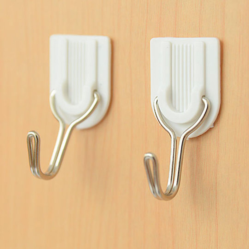 Wall Mounted White Hook 6 Pack Storage Finishing Kitchen Plastic Hook Strong Creative Hook