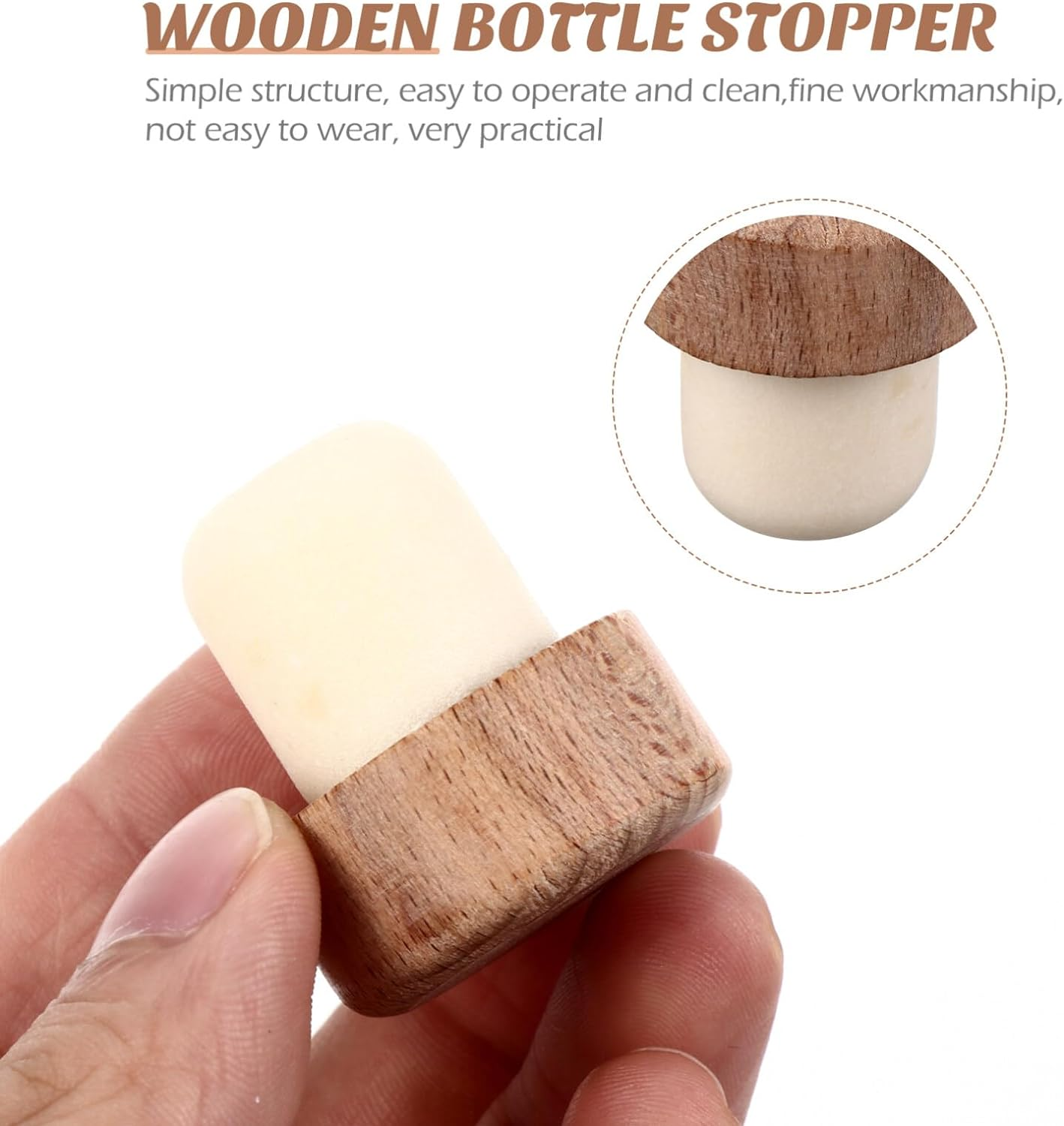 famlink Custom Made Luxury Wooden Top Wine Bottle Synthetic Cork Stopper T shape Wine Corks