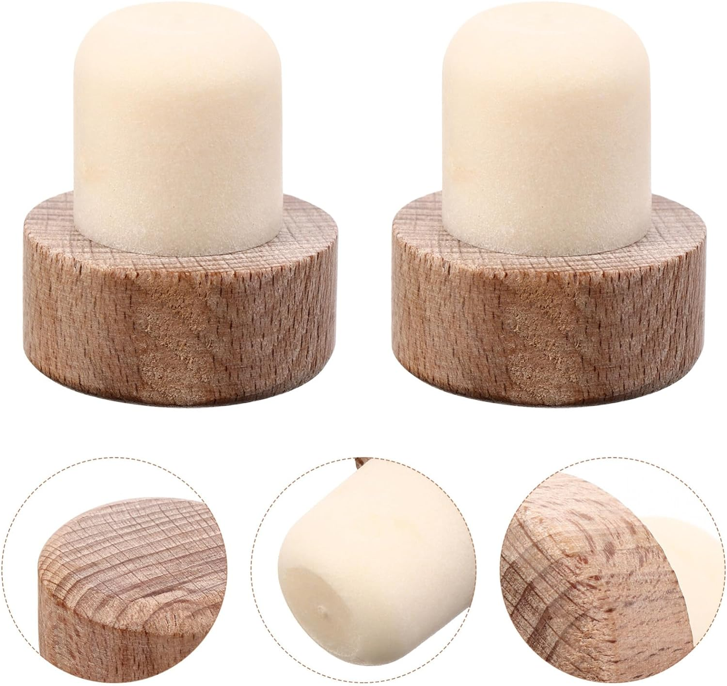 famlink Custom Made Luxury Wooden Top Wine Bottle Synthetic Cork Stopper T shape Wine Corks