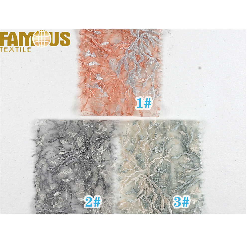 New Fabrics 2022 Luxury Polyester Embroidered Tulle Sequin Lace Fabrics for girls dress