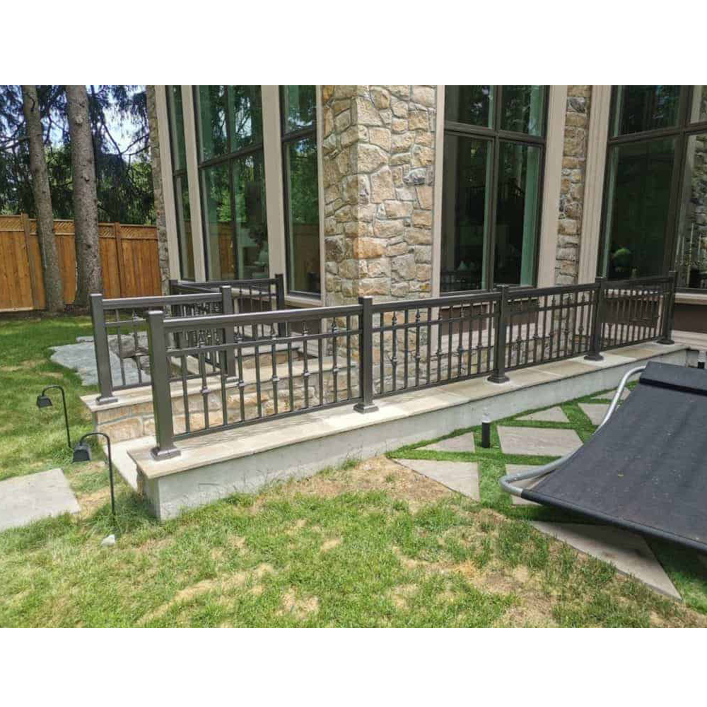 outdoor Cheap Deck Railings Glass Balustrade Handrail 304/316 Stainless Steel Post powder coating black Railing