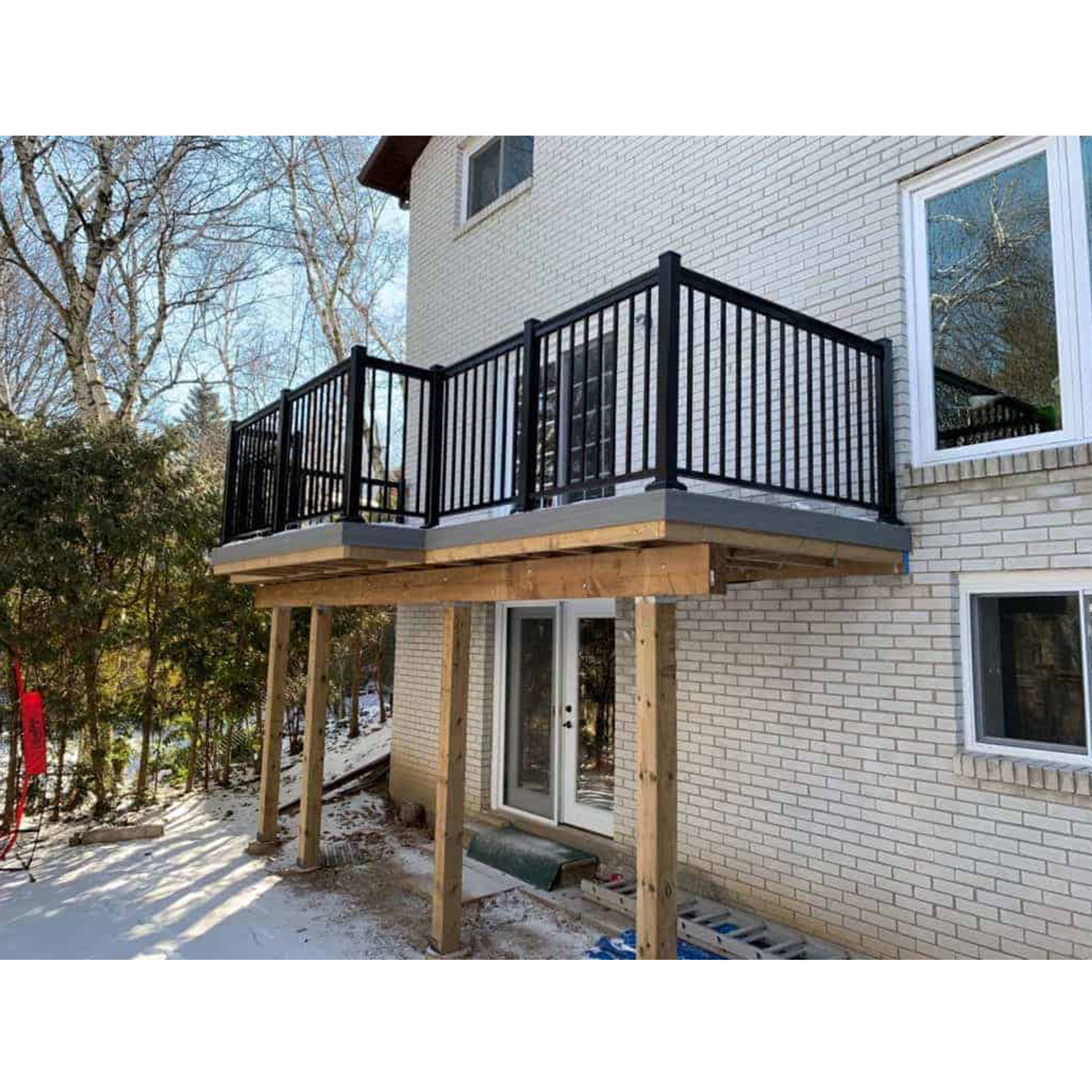 outdoor Cheap Deck Railings Glass Balustrade Handrail 304/316 Stainless Steel Post powder coating black Railing