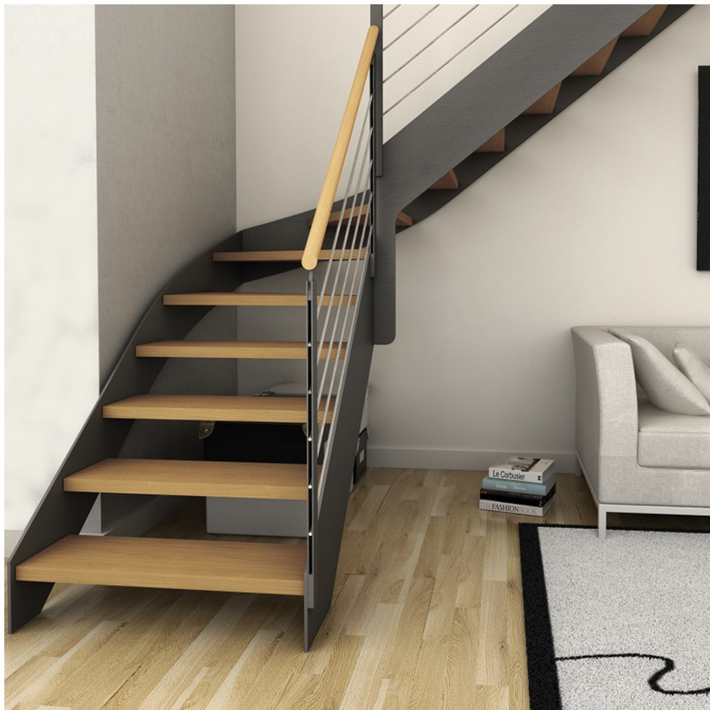 Open metal steel grating stair iron tread design ideas fire escape white oak stair