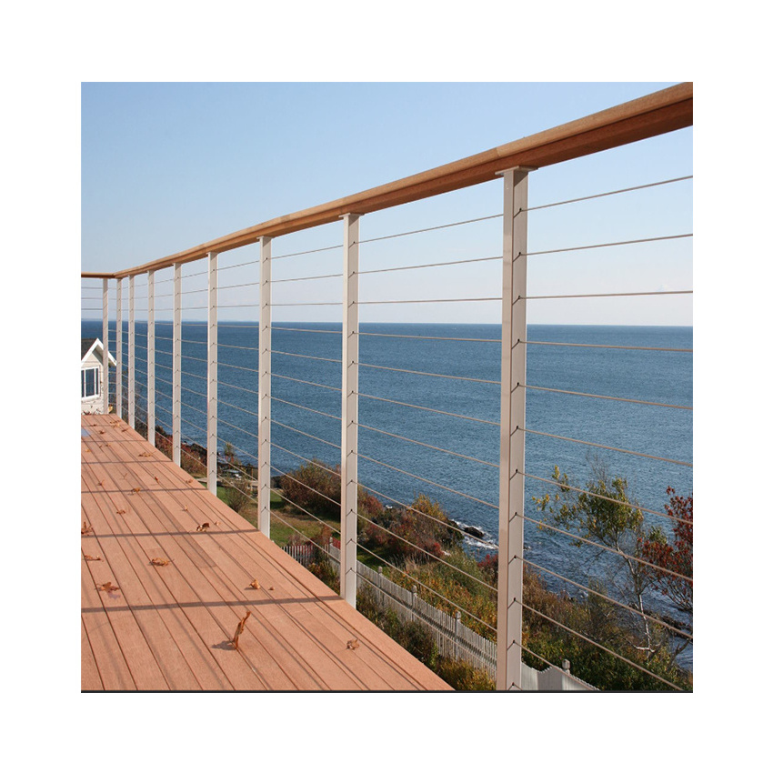 Professional Satin Finish Stainless Steel Wire Balustrade Systems Indoor Stair Wire Cable Railing