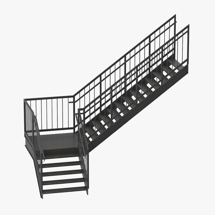 Outdoor metal fire escape staircase exterior prefab mild steel stairs