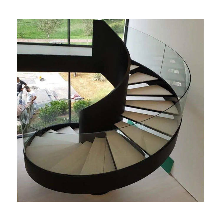 Luxury Double Modern Interior Curved Staircase Home Used Timber Marble Step Arc Stairs for Sale