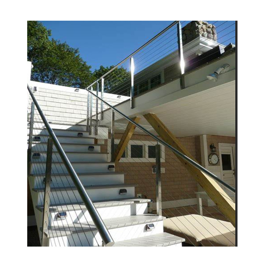 Professional Satin Finish Stainless Steel Wire Balustrade Systems Indoor Stair Wire Cable Railing