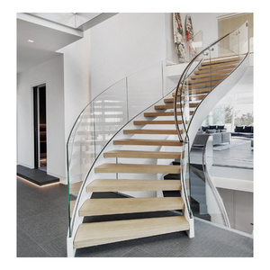 Luxury Double Modern Interior Curved Staircase Home Used Timber Marble Step Arc Stairs for Sale