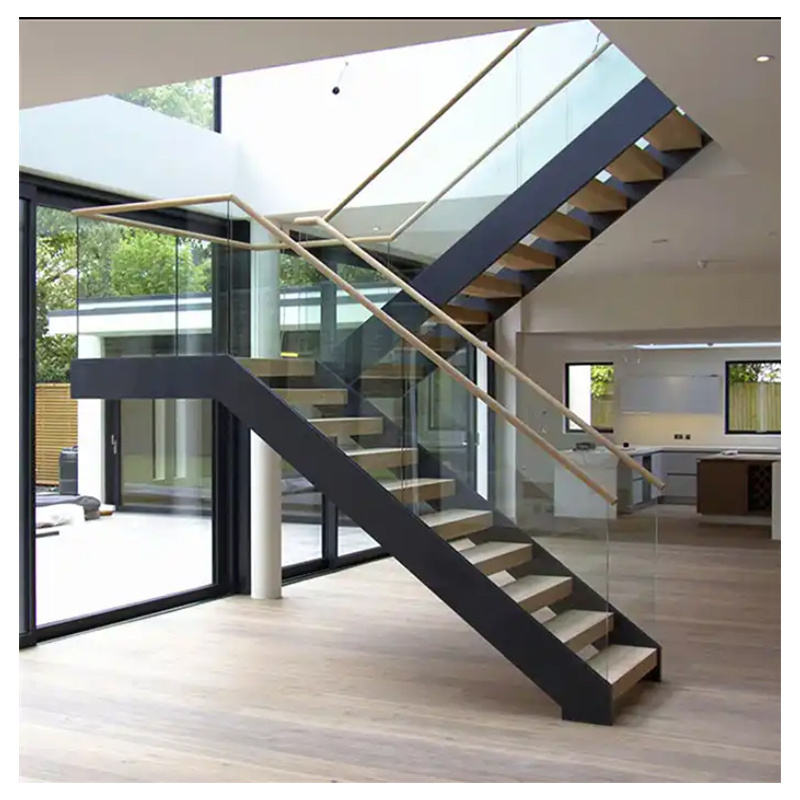 Open metal steel grating stair iron tread design ideas fire escape white oak stair