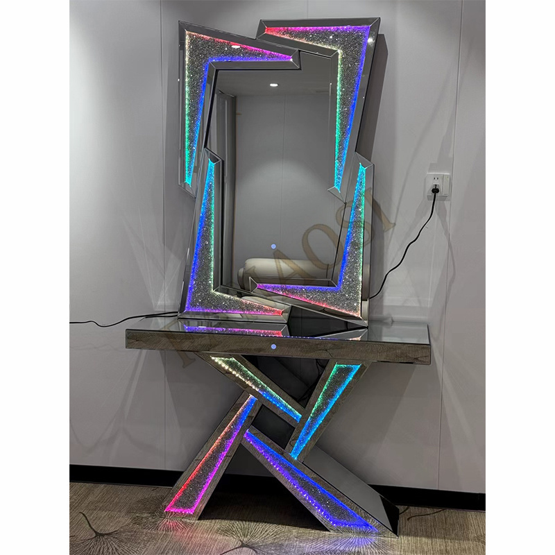 Wholesale Mirrored Living Room Crushed Diamond LED Console Table