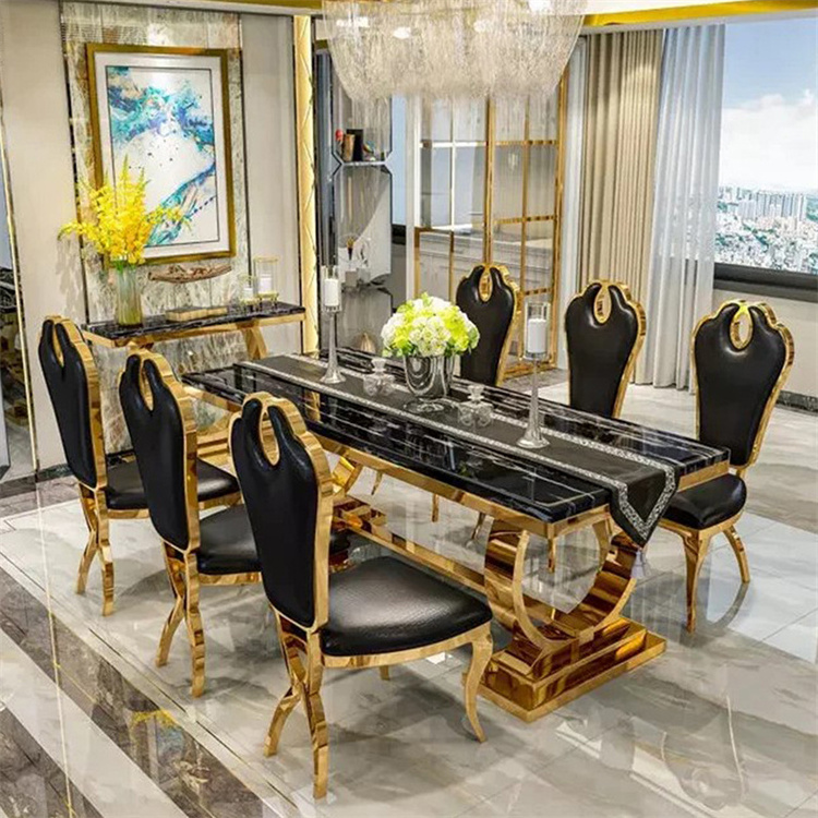 Foshan hotel furniture luxury kitchen furniture legs dinning table set 8 chairs dining room furniture