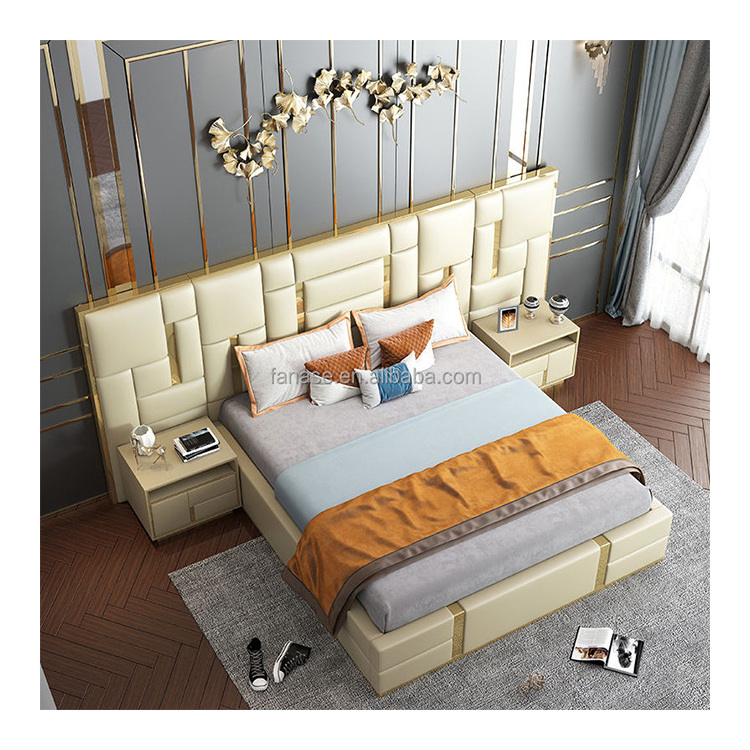 The Best Modern Soft Fabric King Size Bedroom Luxury Bed Sets Italian Design Furniture Modern Style Bookcase Headboard