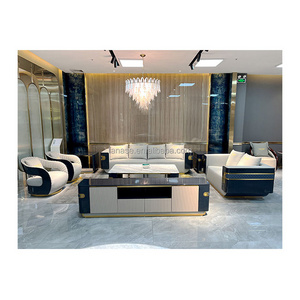 Luxury Modern European Design Italian Villa Sofa Genuine Leather Sectional Living Room Furniture