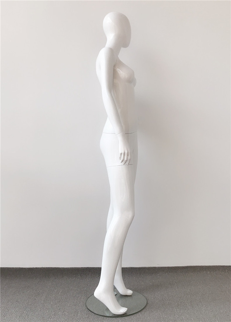 female full body mannequin with head  base  white shinning  abstract mannequin 3166