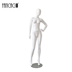 female full body mannequin with head  base  white shinning  abstract mannequin 3166