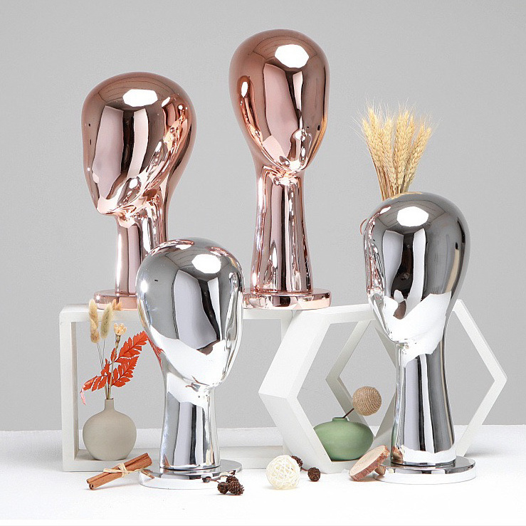 Chrome finish head mannequin +silver gold rose gold mannequin head +hat display glass display wig display mannequin hanger