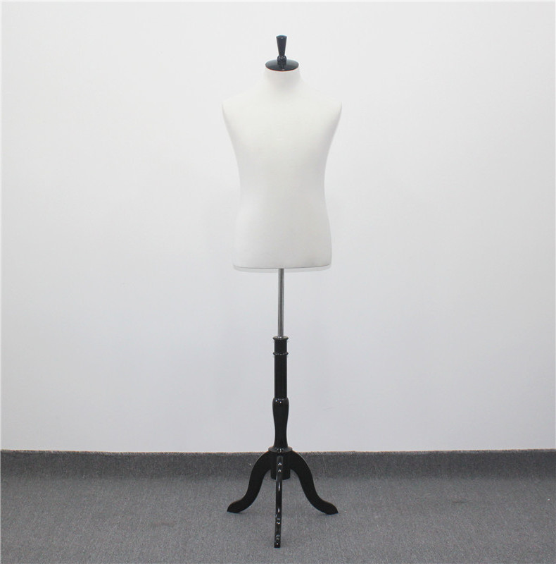 Male mannequin half-body torso with stand