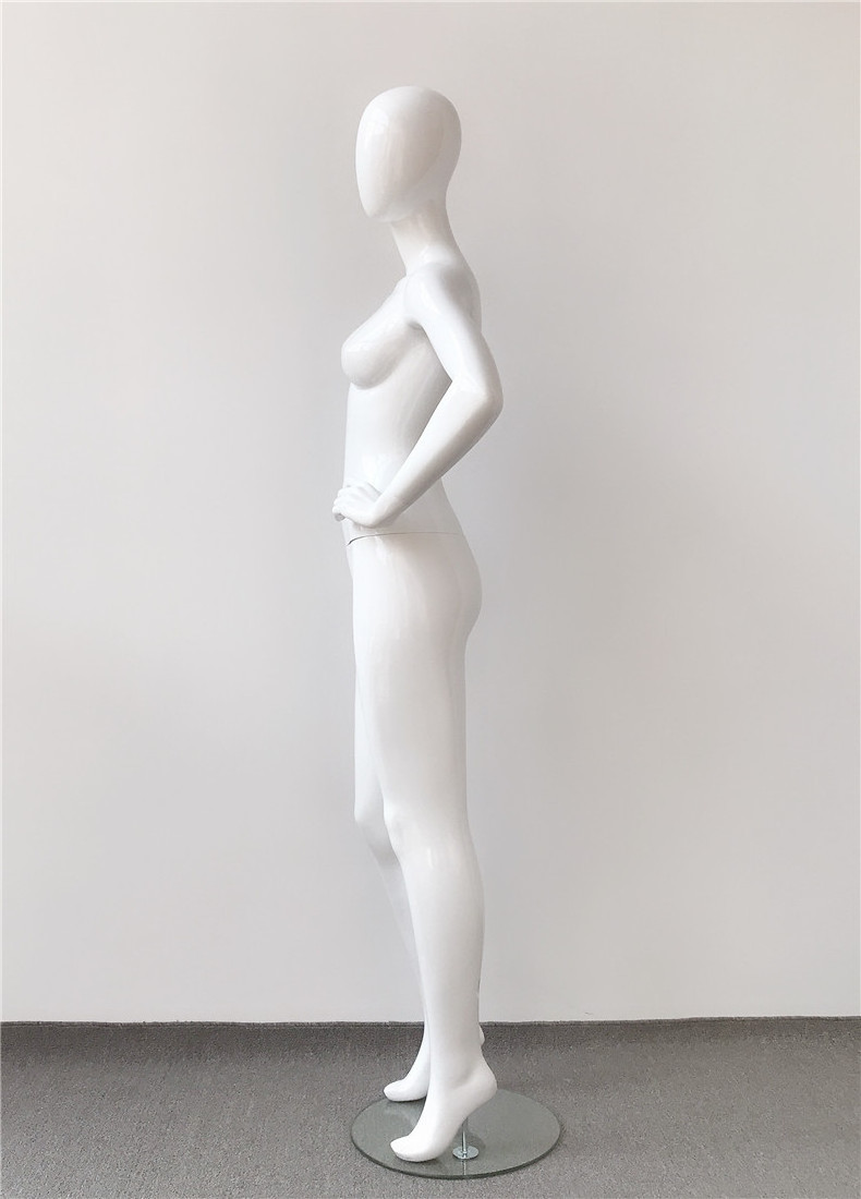 female full body mannequin with head  base  white shinning  abstract mannequin 3166