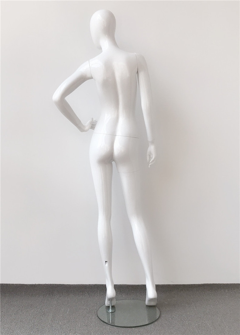 female full body mannequin with head  base  white shinning  abstract mannequin 3166