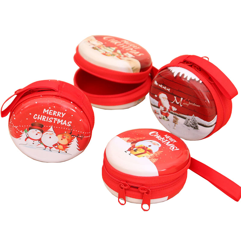 Portable Headphone Housing Metal Jewelry Box Zippered Candy Boxes Christmas Tree Hanging Ornaments Christmas Coin Purse