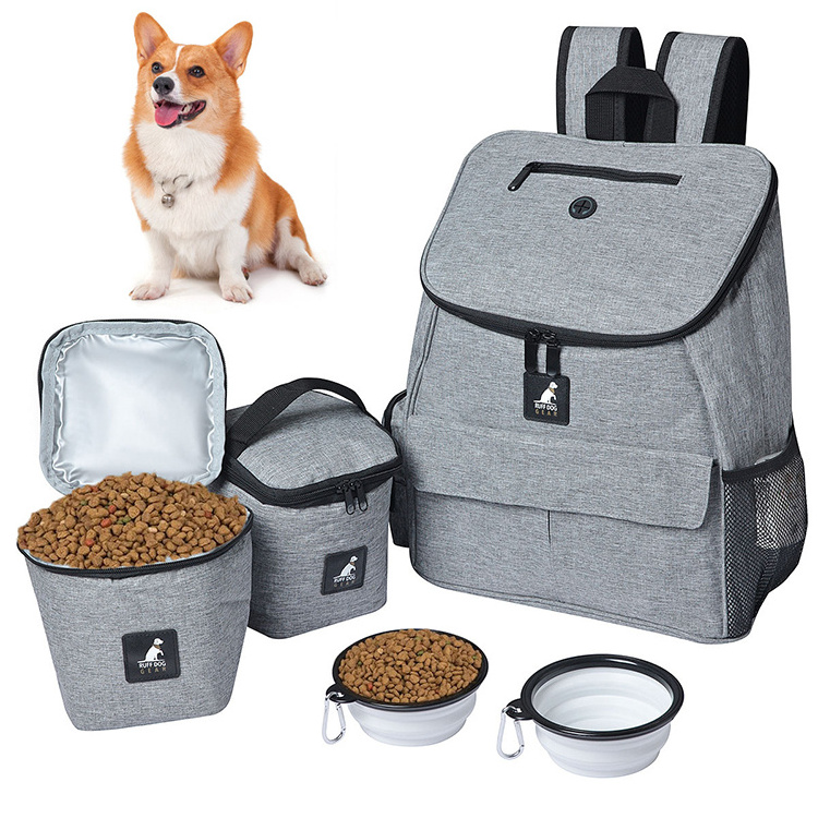 Dog Travel Bag Airline Approved Dog Travel Backpack with 2 Silicone Collapsible Bowls and 2 Food Baskets Pet Supplies Backpack