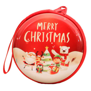 Portable Headphone Housing Metal Jewelry Box Zippered Candy Boxes Christmas Tree Hanging Ornaments Christmas Coin Purse