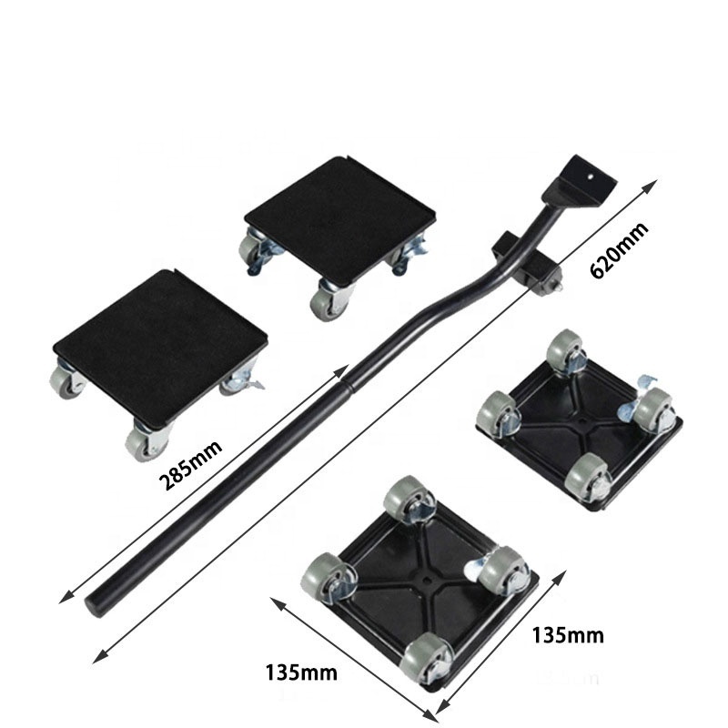 Furniture Dolly 5 Wheels Heavy Duty Large Size Carbon Steel Panel Air fridge Movers Lifter with Rotatable Rubber Wheels