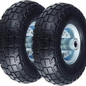 4.10/3.50-4 Flat Tires Solid PU Tire Wheel 10" Air Less Tire Wheels for Gorilla Cart/Hand Truck/Garden Utility Wagon Carts