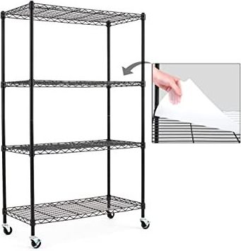 4-Tier Kitchen Shelves 4-Shelf Shelving Units Chromed Wire Steel Storage Shelf Adjustable Carbon Steel Wire Shelving Unit Rack