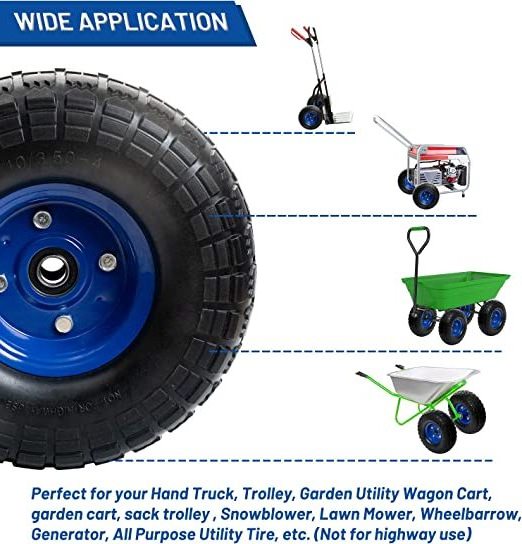 10 Inch Solid Rubber Tires  4.10/3.50-4'' Wheel for Trolley/Dump Cart/Hand Truck/Wheelbarrow/Garden Wagon